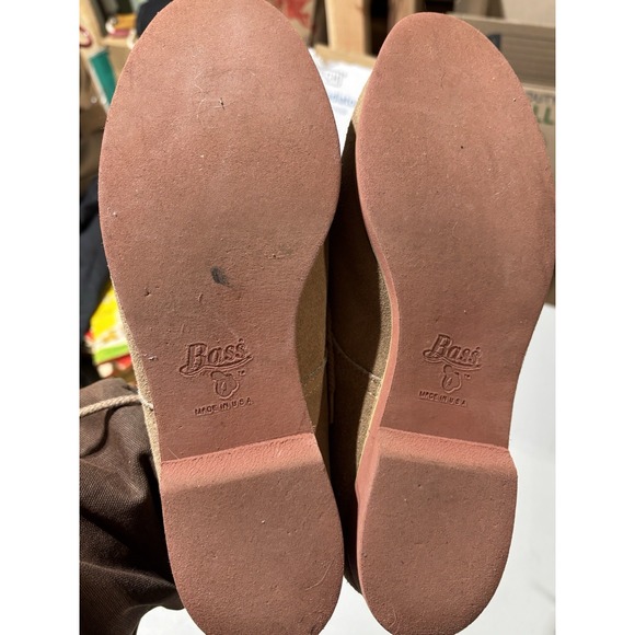 Womens Bass Oxford Tan Denise Suede Buc Leather Red Sole Size 10 Shoes - Picture 6 of 6